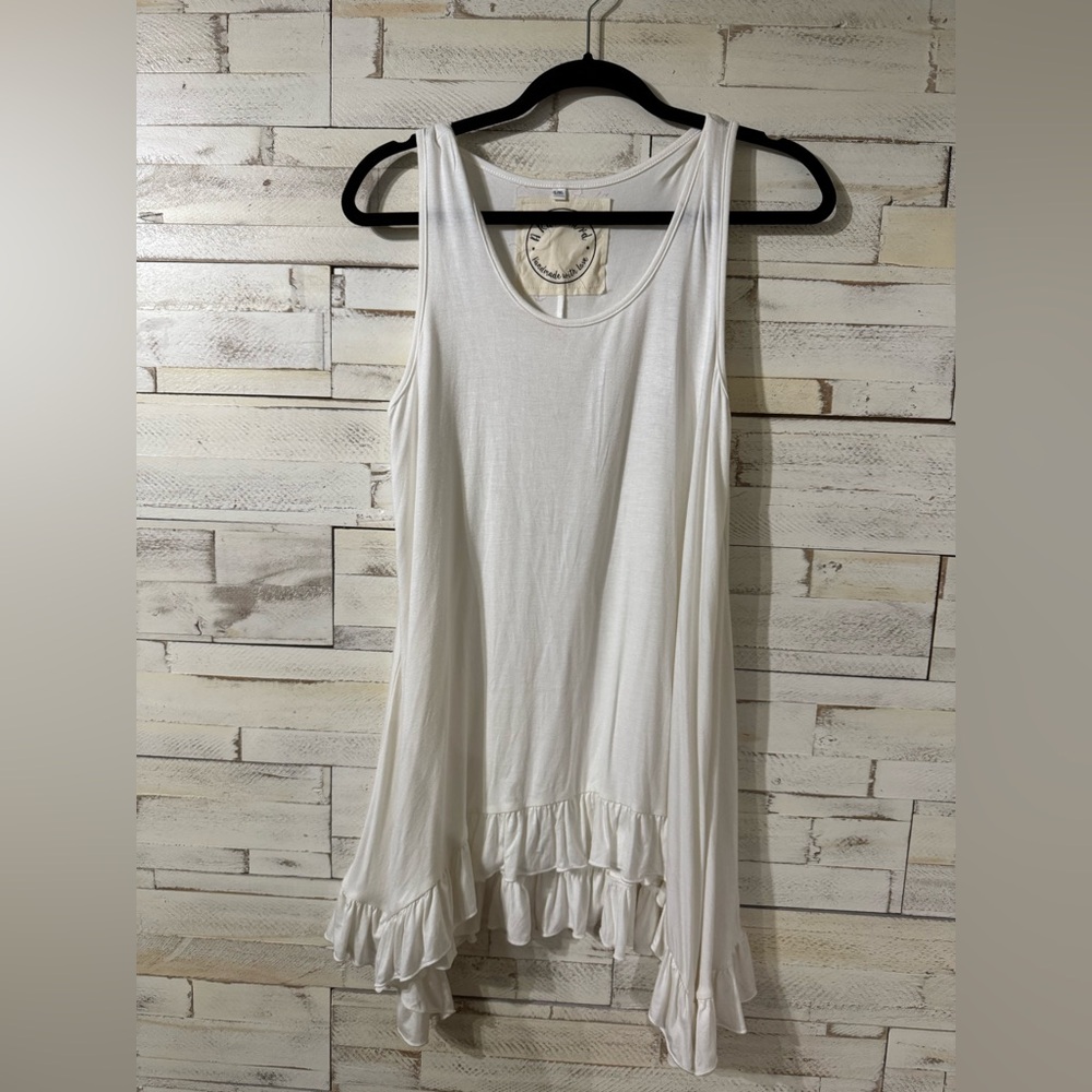 A RARE BIRD White Asymmetrical Ruffled Tunic